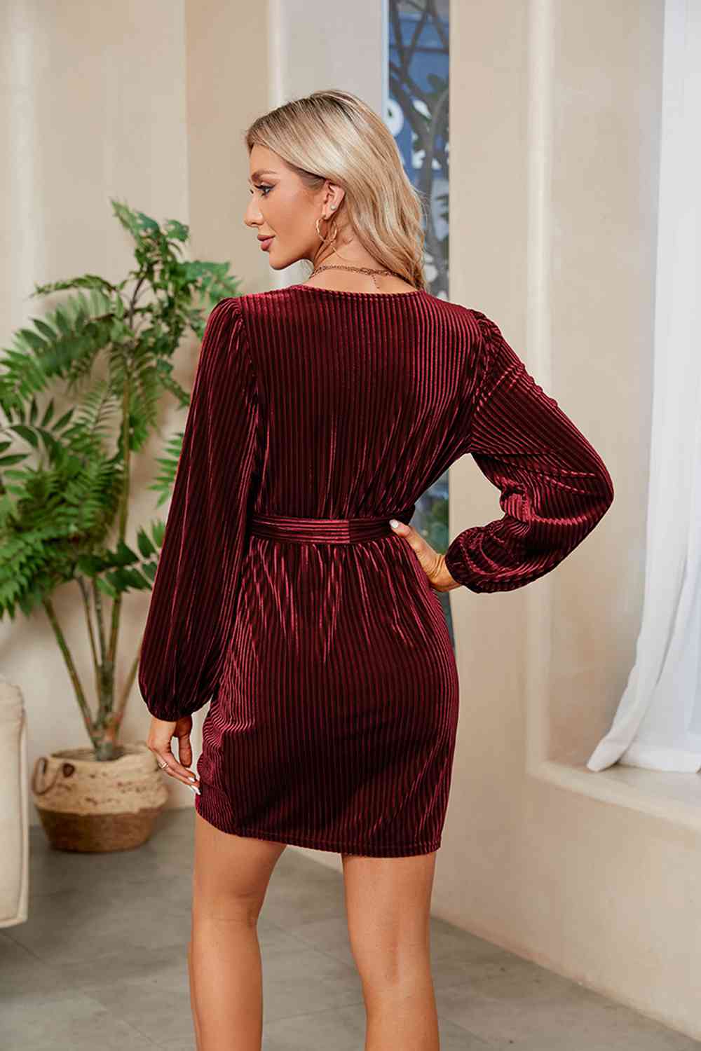 Ribbed Tie Front Mini Dress - All Dresses - Dresses - 2 - 2024