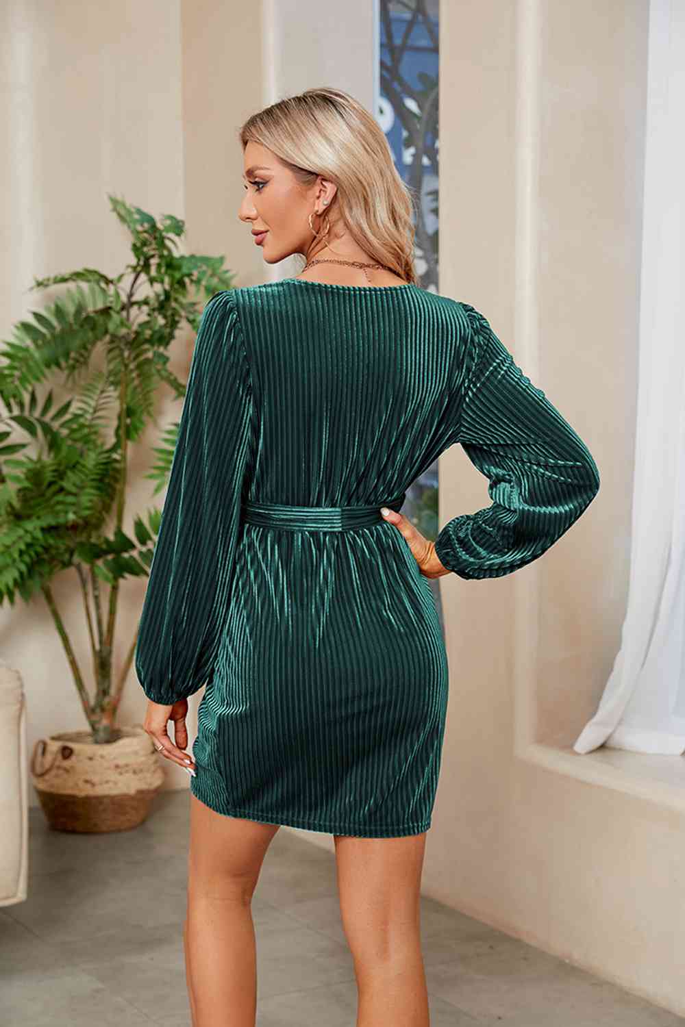 Ribbed Tie Front Mini Dress - All Dresses - Dresses - 8 - 2024