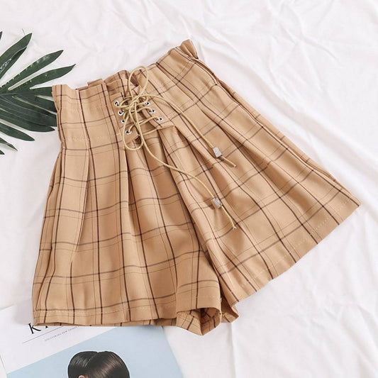 Ribbon Tie High Waist Shorts - Khaki / L - Bottoms - Clothing - 14 - 2024