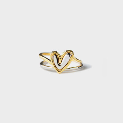 Heart Shape Irregular 925 Sterling Silver Ring - Gold / 5 - Rings - Rings - 1 - 2024