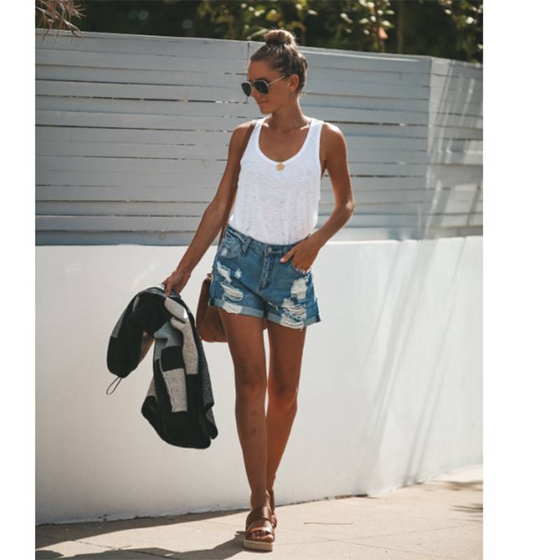 Ripped Denim Shorts - Bottoms - Shirts & Tops - 5 - 2024