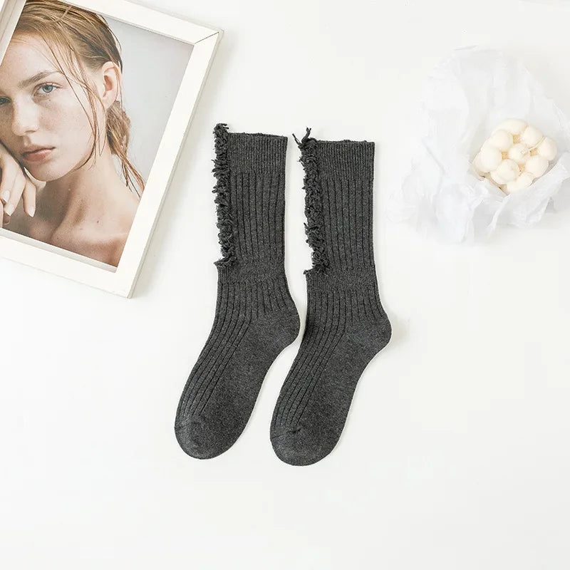 Gothic Ripped Mid Tube Socks - Y2K Punk Harajuku Knitted Socks - Socks & Hosiery - Socks - 6 - 2024