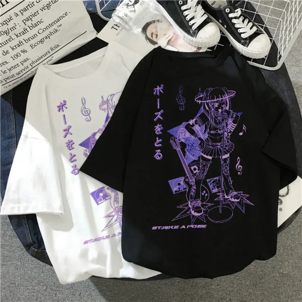Rockstar Anime Girl Oversized Tee - T-Shirts - 1