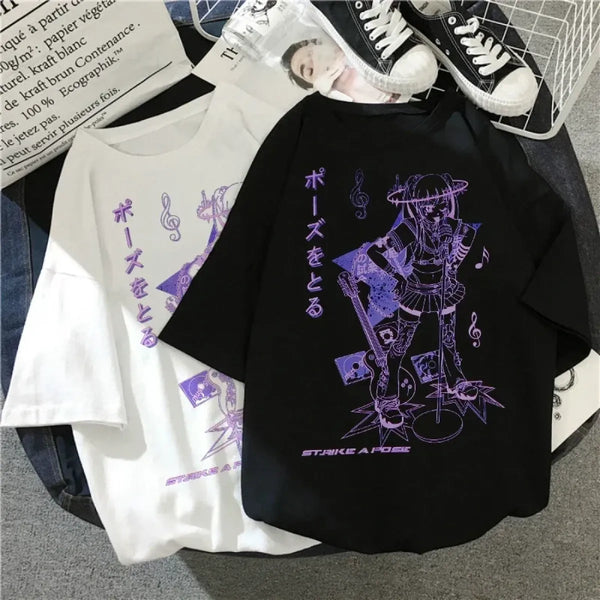 Rockstar Anime Girl Oversized Tee - T-Shirts - 1