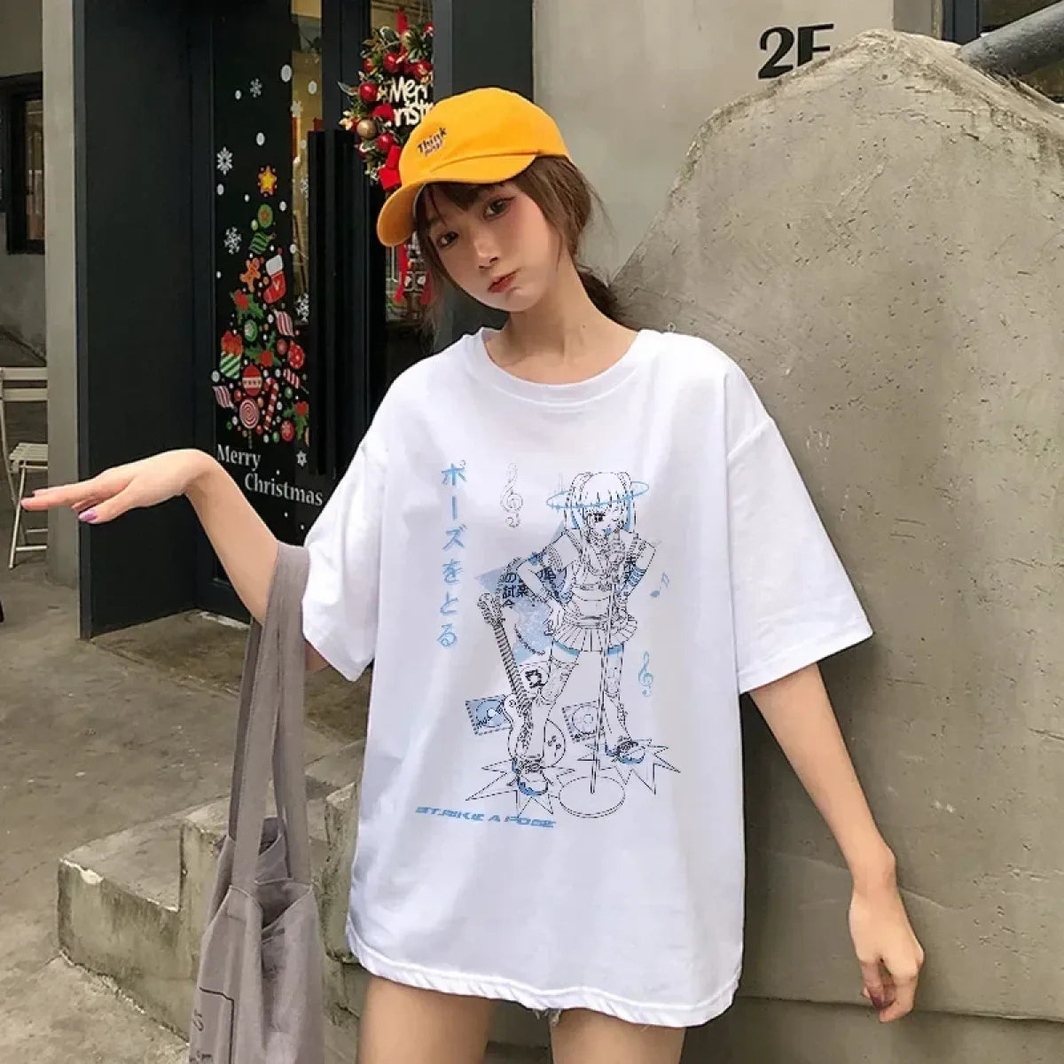 Rockstar Anime Girl Oversized Tee - T-Shirts - 3