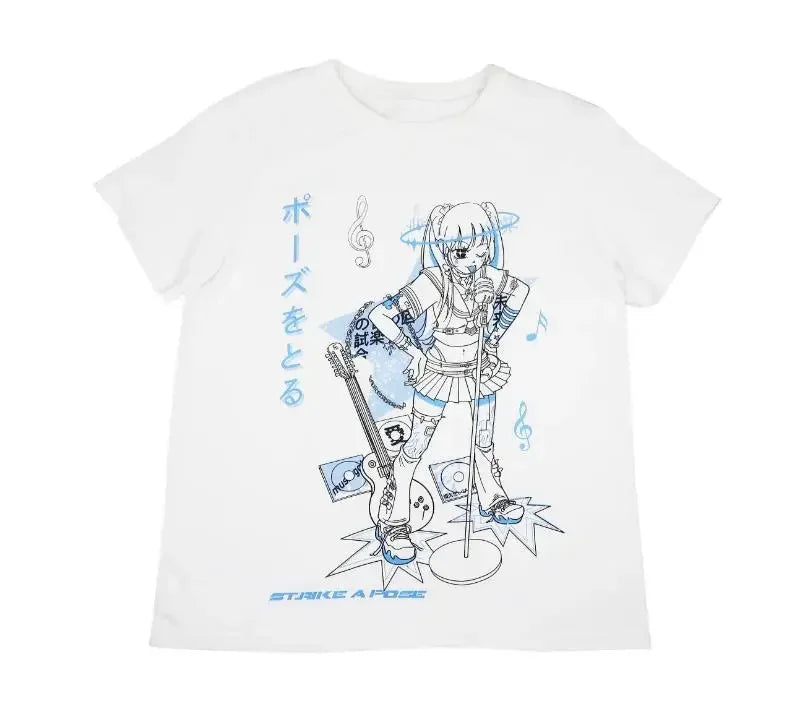 Rockstar Anime Girl Oversized Tee - White / XL - T-Shirts - Shirts & Tops - 5 - 2024