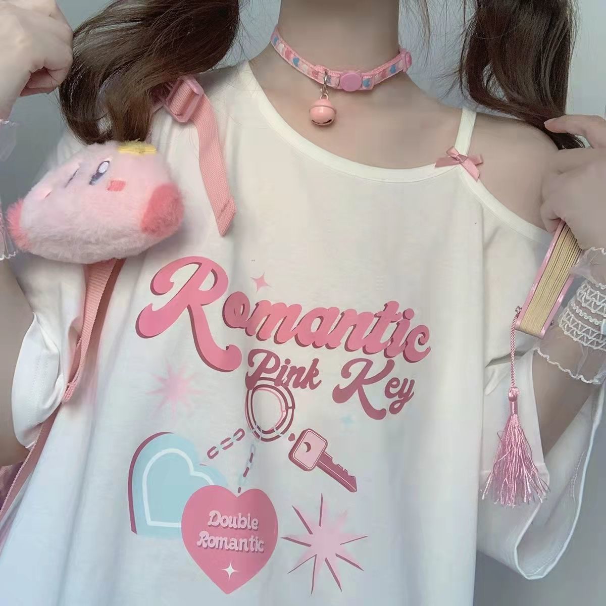 Romantic Pink Key T-shirt - White / L - T-Shirts - Shirts & Tops - 7 - 2024