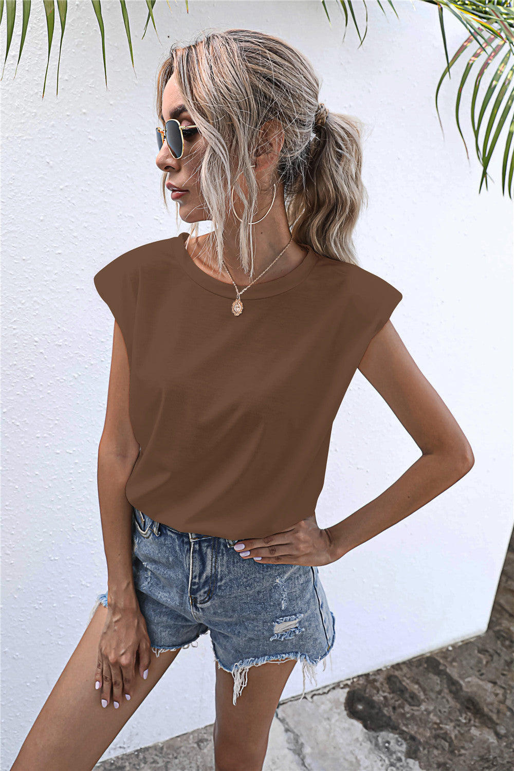 Round Neck Cap Sleeve Tee - T-Shirts - Shirts & Tops - 11 - 2024