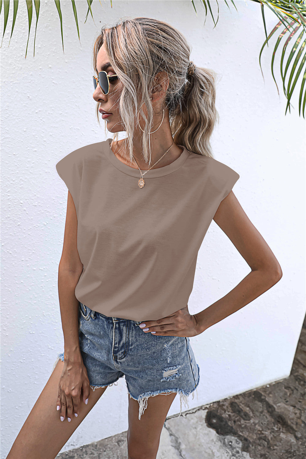 Round Neck Cap Sleeve Tee - T-Shirts - Shirts & Tops - 14 - 2024