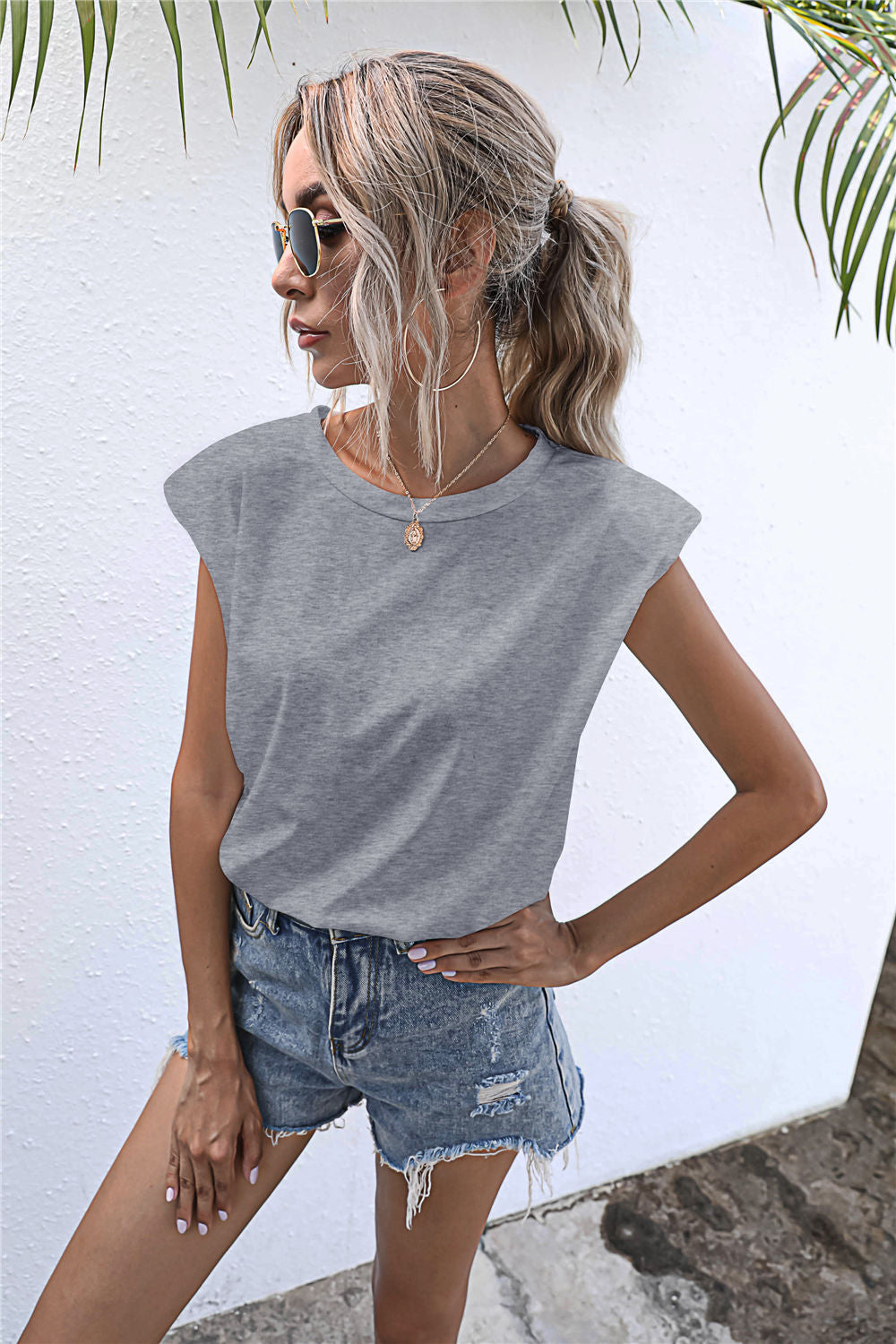 Round Neck Cap Sleeve Tee - T-Shirts - Shirts & Tops - 17 - 2024