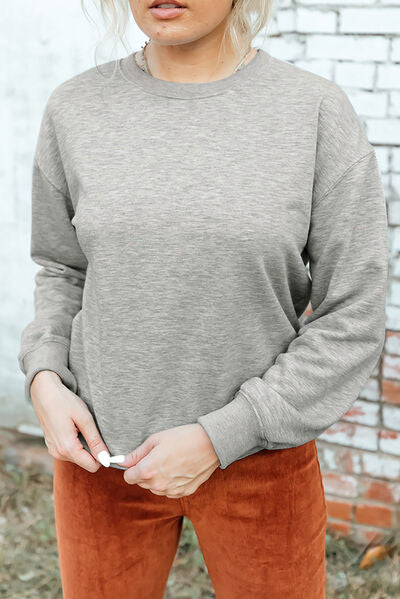 Round Neck Dropped Shoulder Sweatshirt - Charcoal / S - T-Shirts - Shirts & Tops - 9 - 2024