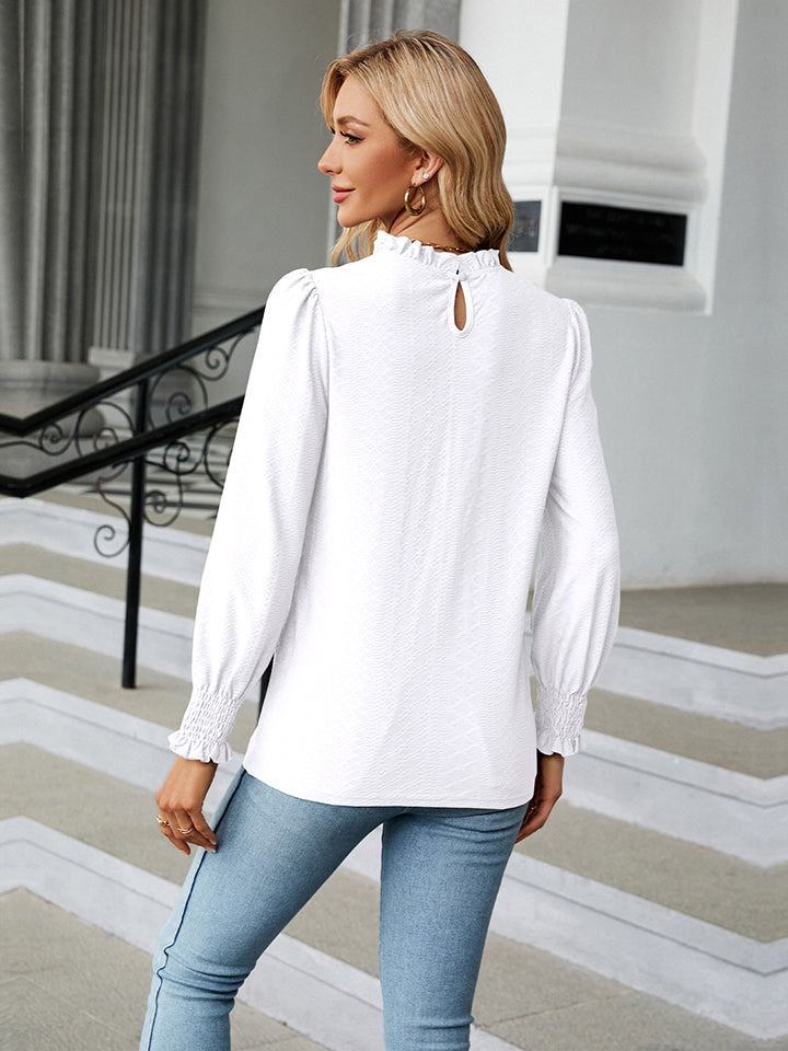 Round Neck Flounce Sleeve Blouse - Women’s Clothing & Accessories - Shirts & Tops - 8 - 2024