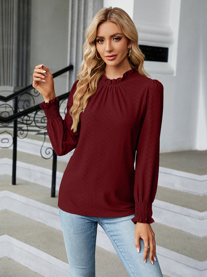 Round Neck Flounce Sleeve Blouse - Women’s Clothing & Accessories - Shirts & Tops - 11 - 2024