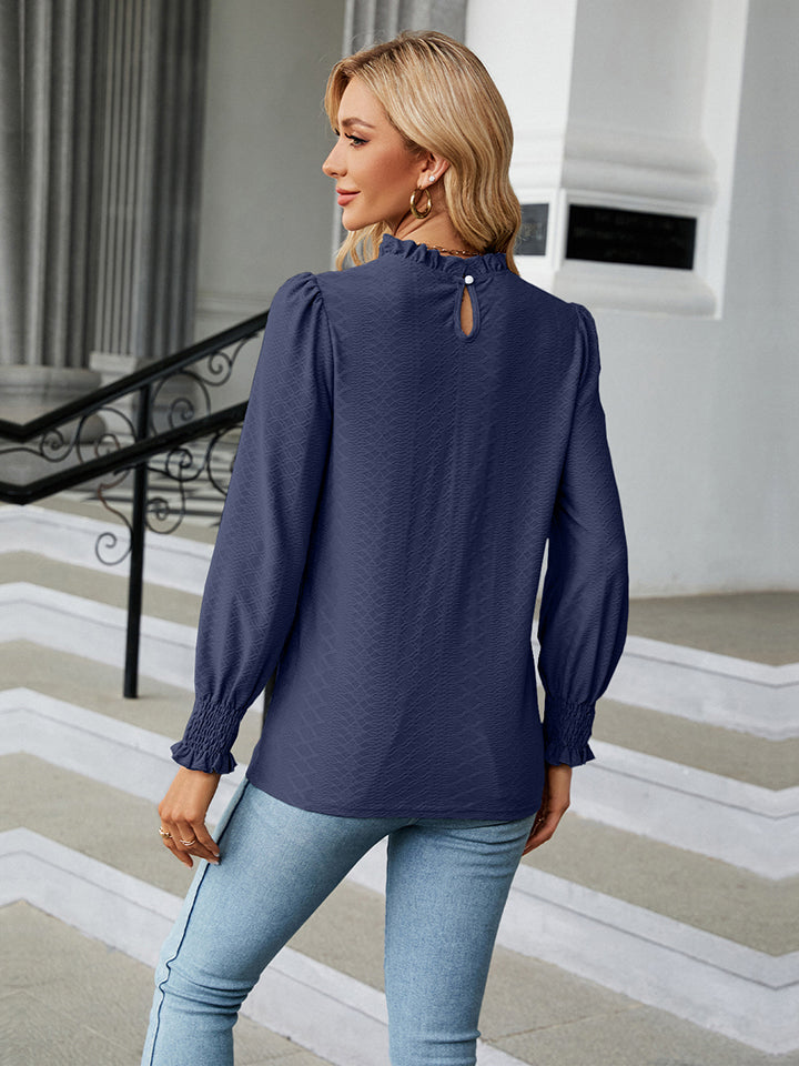 Round Neck Flounce Sleeve Blouse - Women’s Clothing & Accessories - Shirts & Tops - 8 - 2024