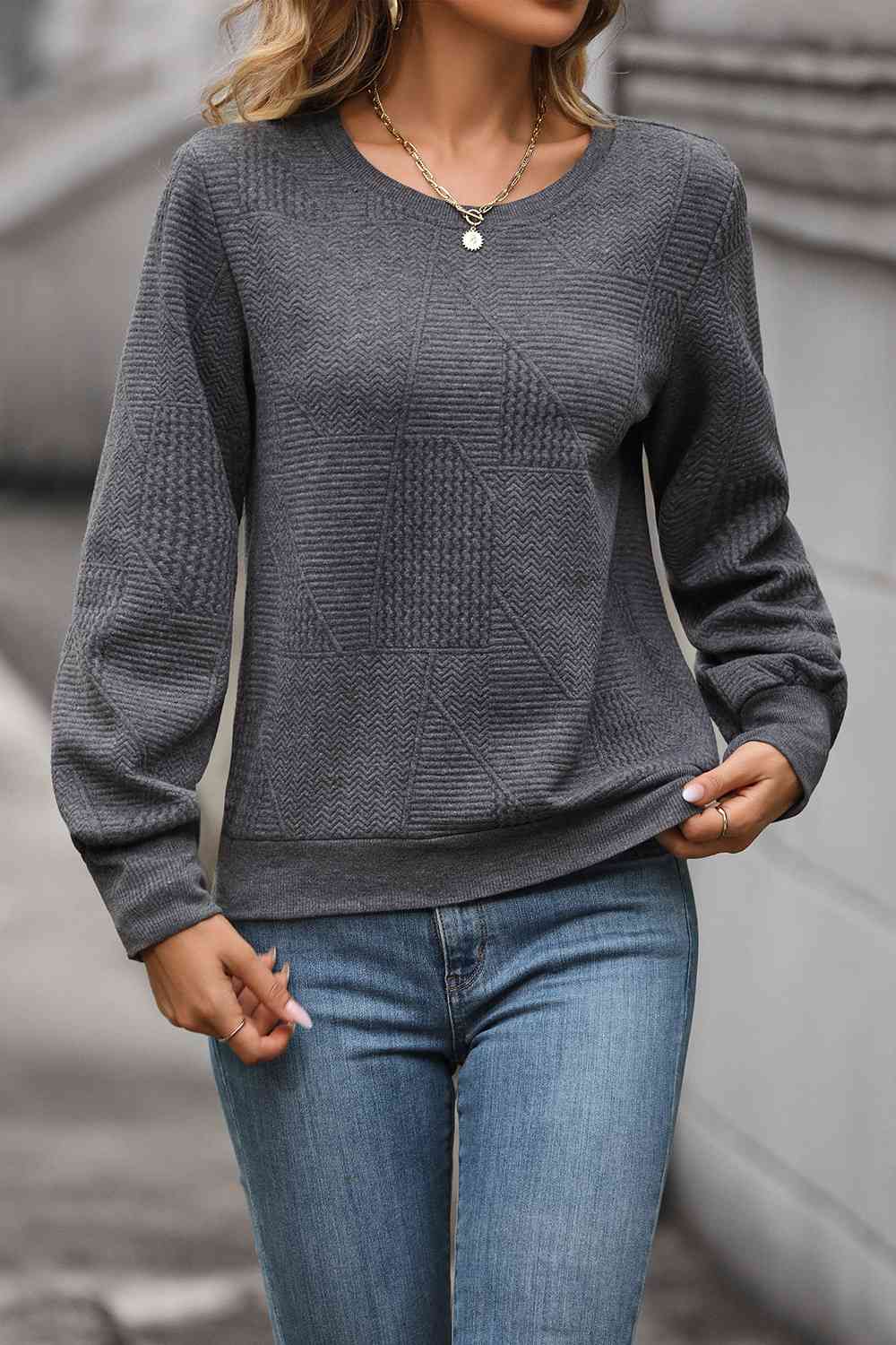 Round Neck Long Sleeve Sweatshirt - T-Shirts - Shirts & Tops - 2 - 2024