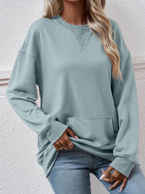 Round Neck Long Sleeve Sweatshirt - Cloudy Blue / S - T-Shirts - Shirts & Tops - 8 - 2024