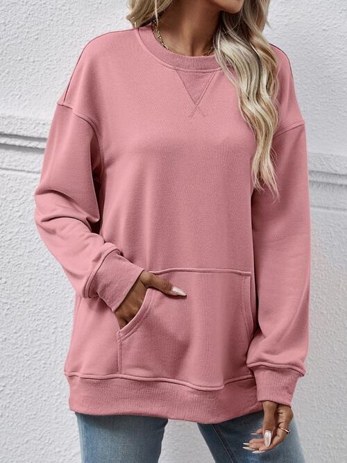 Round Neck Long Sleeve Sweatshirt - T-Shirts - Shirts & Tops - 13 - 2024