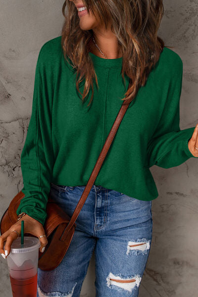 Round Neck Long Sleeve T-Shirt - Green / S - T-Shirts - Shirts & Tops - 1 - 2024