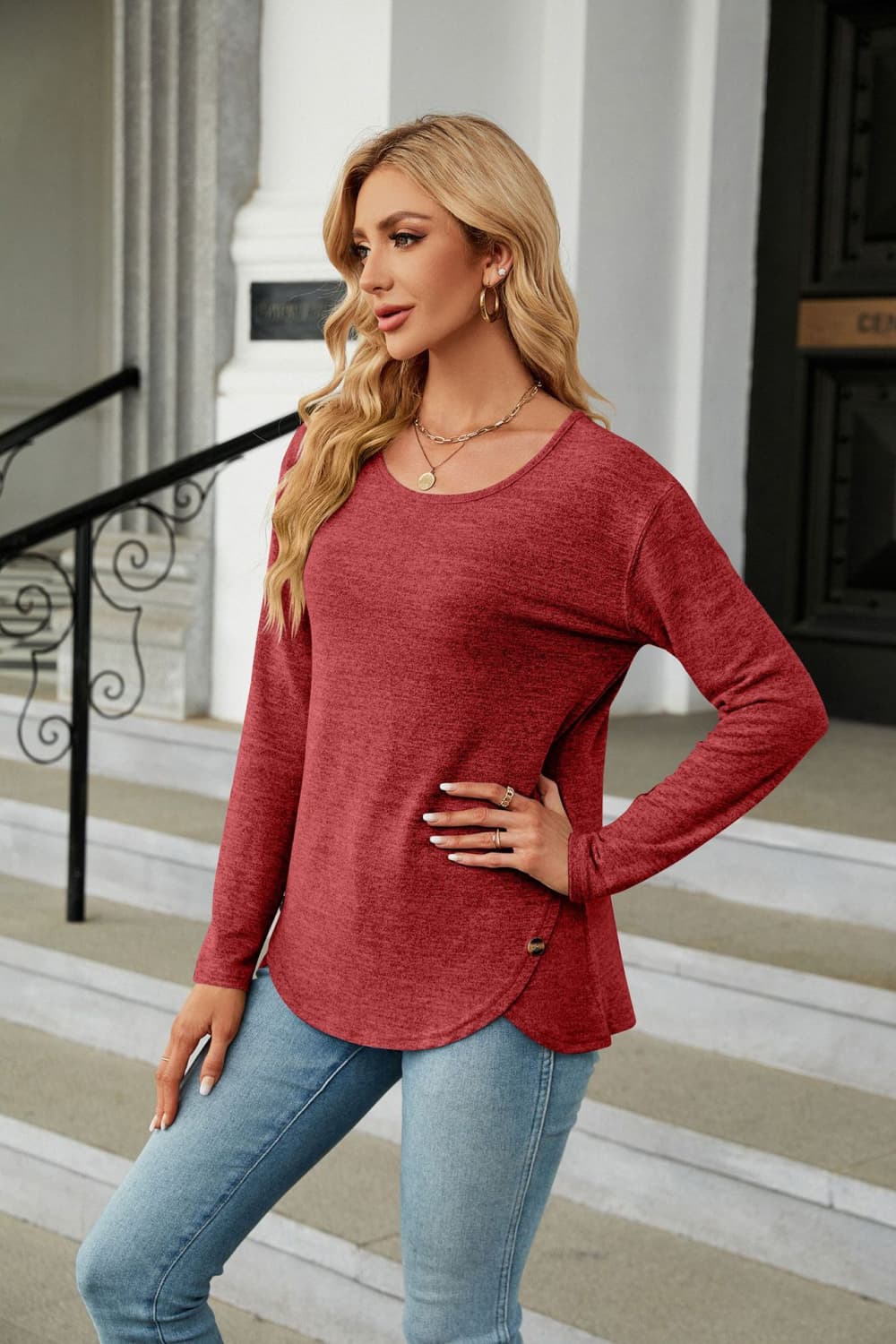 Round Neck Long Sleeve T-Shirt - T-Shirts - Shirts & Tops - 14 - 2024