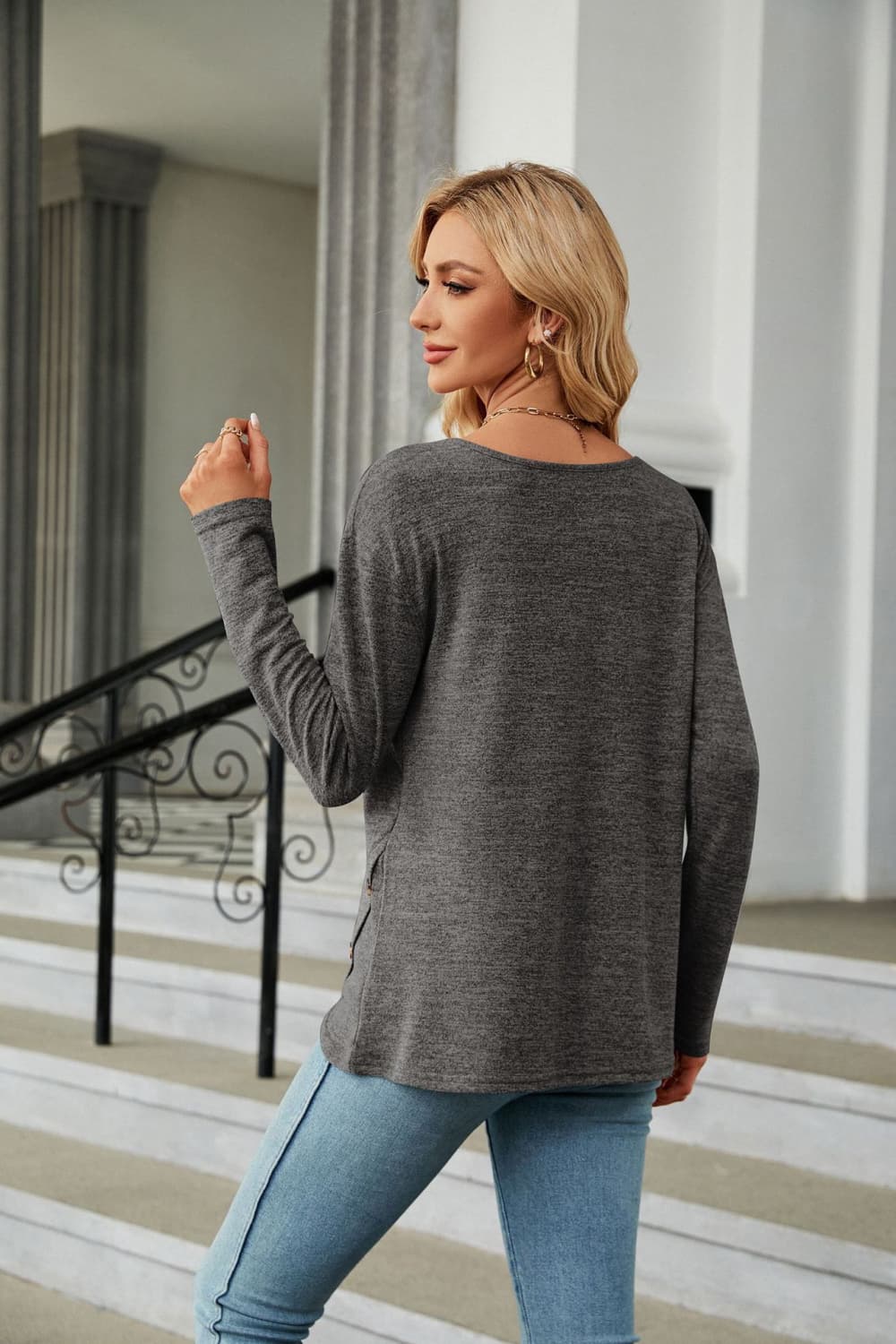 Round Neck Long Sleeve T-Shirt - T-Shirts - Shirts & Tops - 2 - 2024