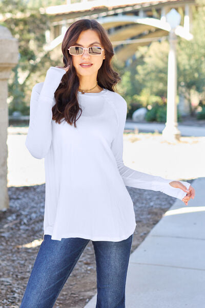 Round Neck Long Sleeve T-Shirt - White / S - T-Shirts - Shirts & Tops - 1 - 2024