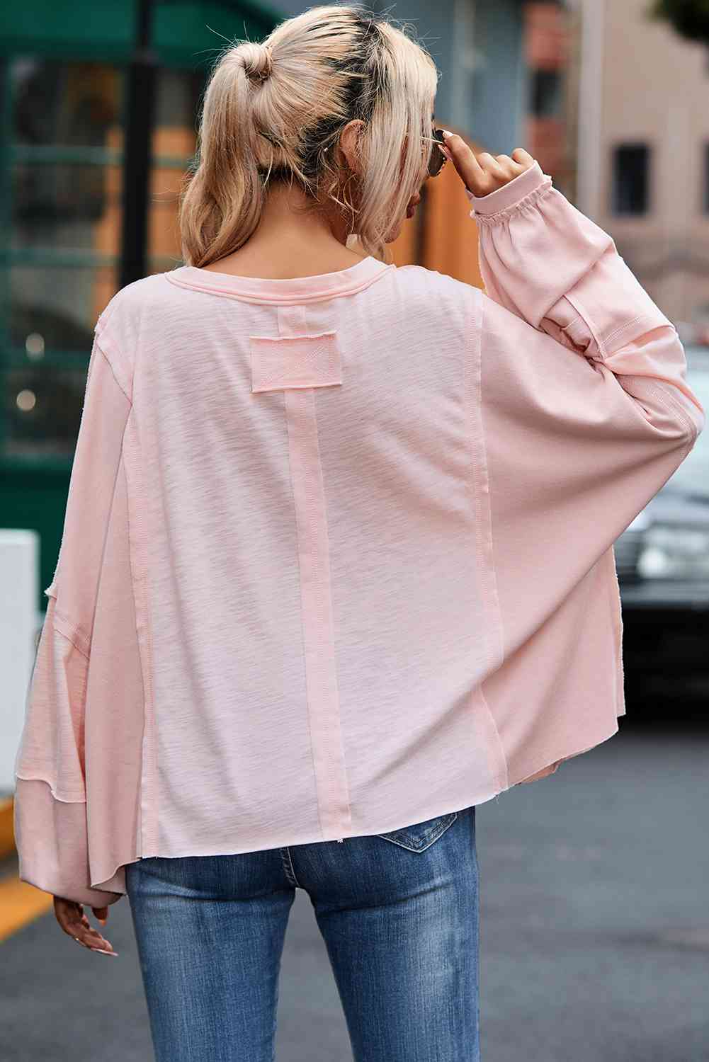 Round Neck Top with Pocket - Women’s Clothing & Accessories - Shirts & Tops - 5 - 2024