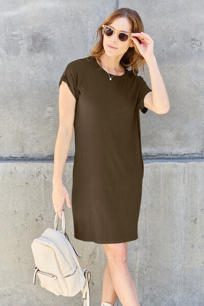 Round Neck Short Sleeve Dress with Pockets - All Dresses - Shirts & Tops - 3 - 2024