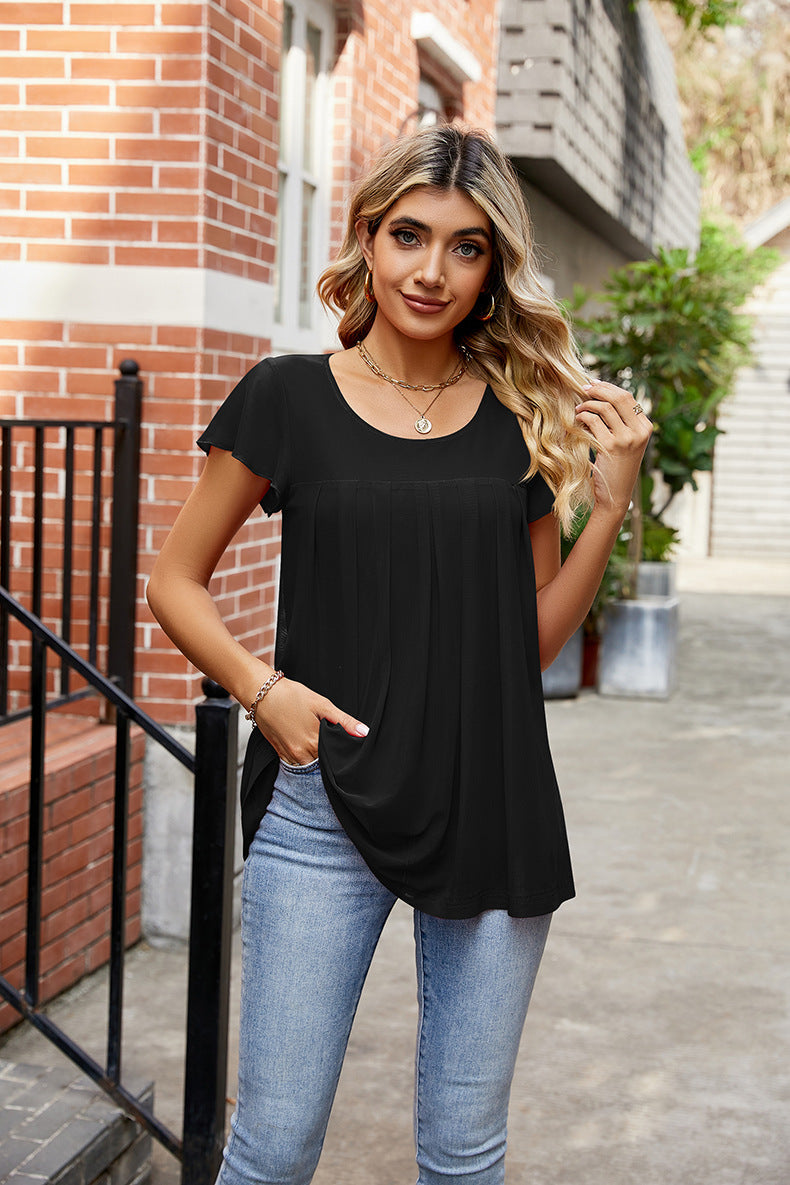 Round Neck Short Sleeve Tee - T-Shirts - Shirts & Tops - 14 - 2024