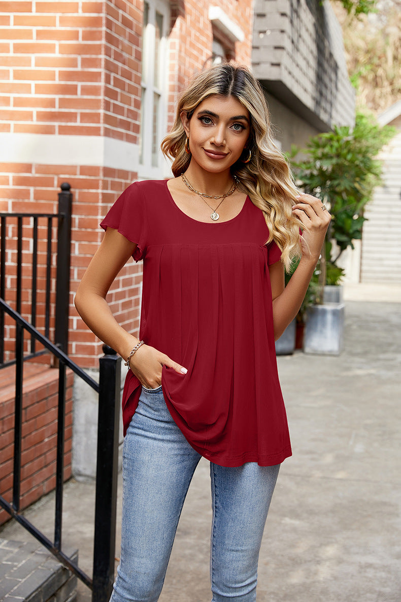 Round Neck Short Sleeve Tee - T-Shirts - Shirts & Tops - 17 - 2024