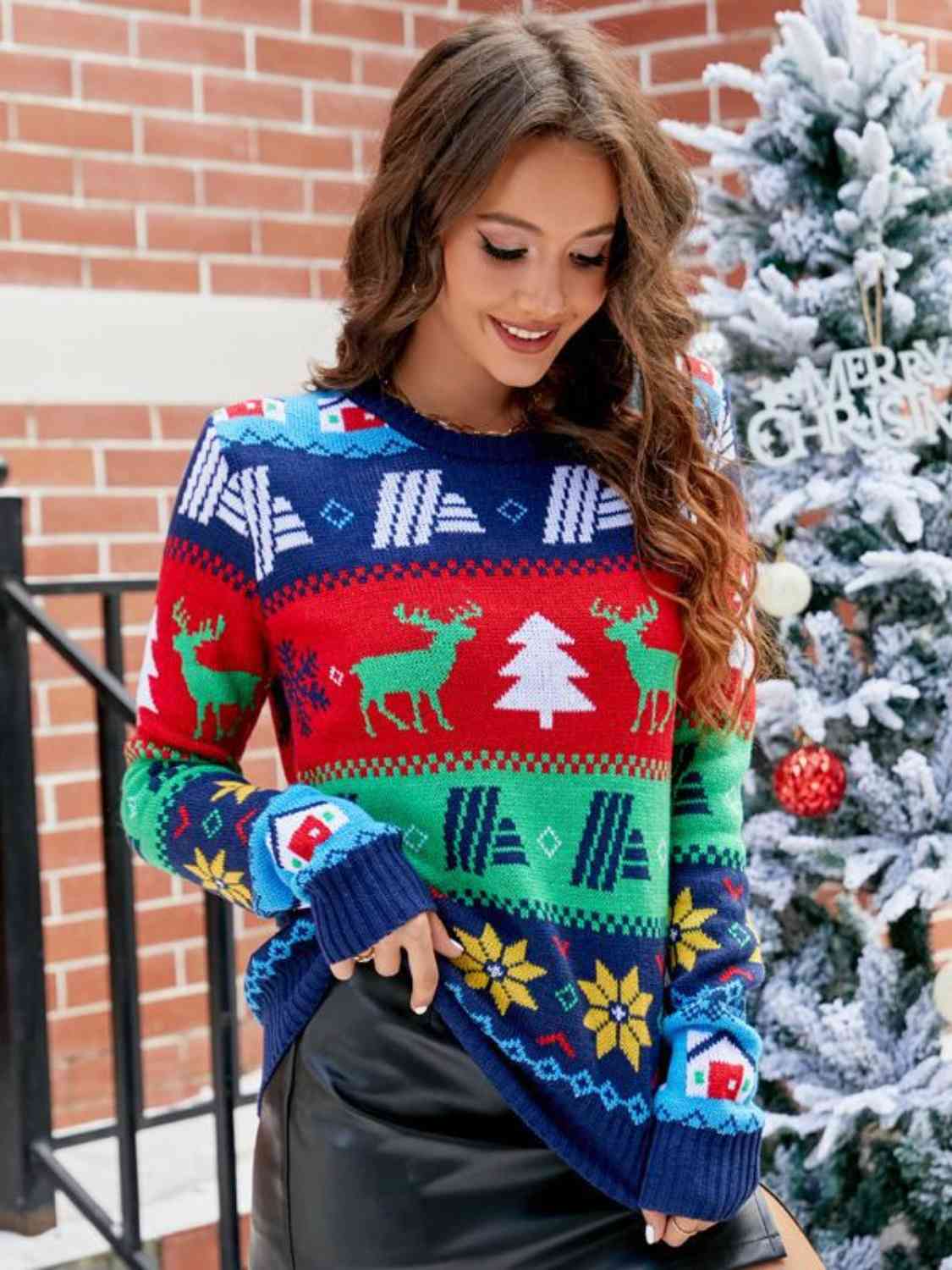 Christmas Round Neck Sweater - Sweaters - Shirts & Tops - 3 - 2024