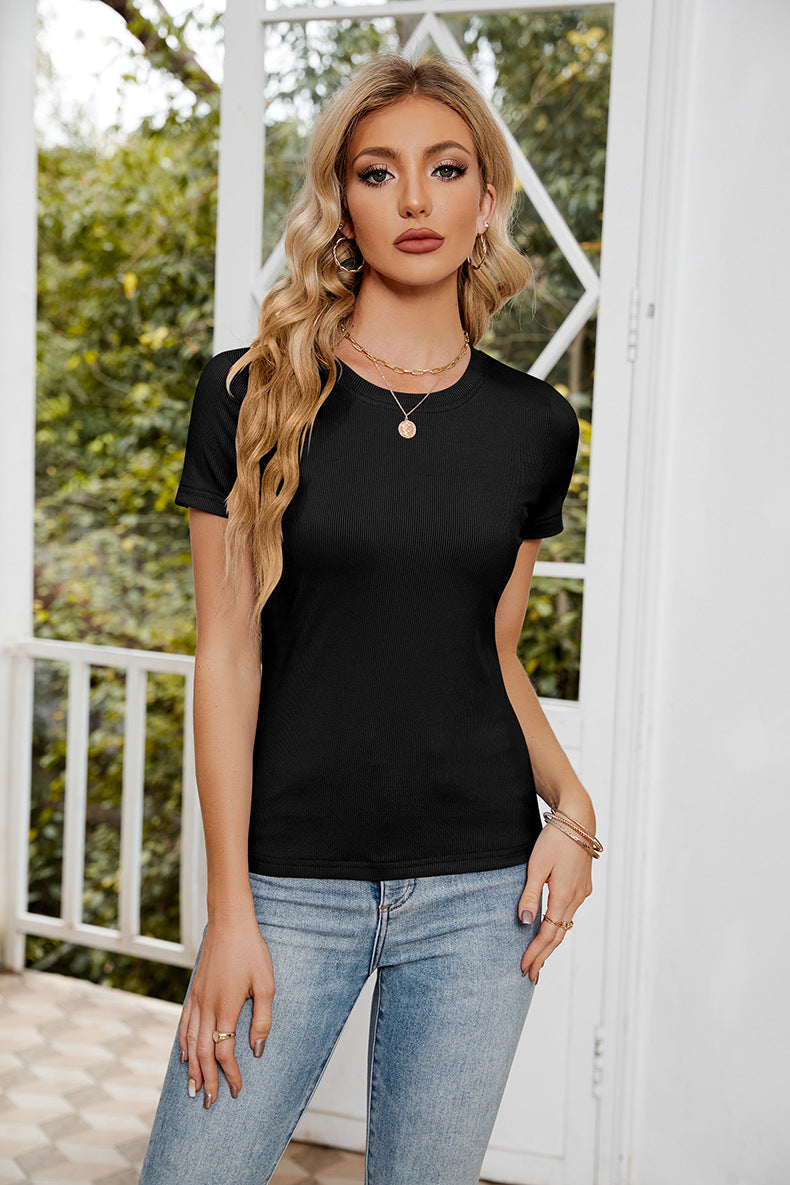 Short Sleeve Round Neck Tee - Black / S - T-Shirts - Shirts & Tops - 12 - 2024