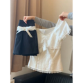 Vintage Lace Top & Ruched Bow Skirt Set - Bottoms - Sets / Co-ords - 1