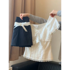 Vintage Lace Top & Ruched Bow Skirt Set - Bottoms - Sets / Co-ords - 1