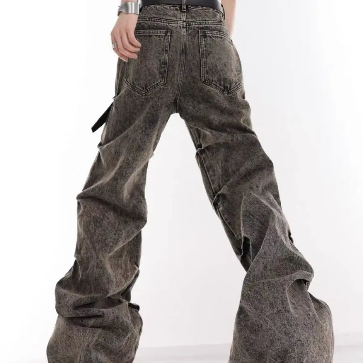 Y2K Washed Gray Ruched Flare Jeans - Bottoms - Jeans - 2