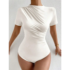 Ruched Short Sleeve Bodysuit One-Piece - Tops & Tees - Intimates - 4