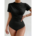 Ruched Short Sleeve Bodysuit One-Piece - Tops & Tees - Intimates - 5