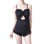 Ruffle Bow One-Piece Swimsuit – Korean Hollow Out Shorts Style - Swimsuits - Sleeveless - Swimwear - 4