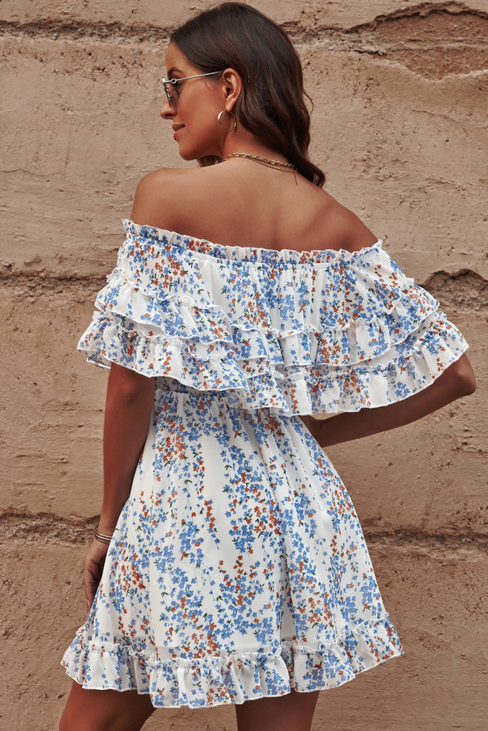 Floral Off-Shoulder Ruffle Hem Dress - All Dresses - Dresses - 2 - 2024