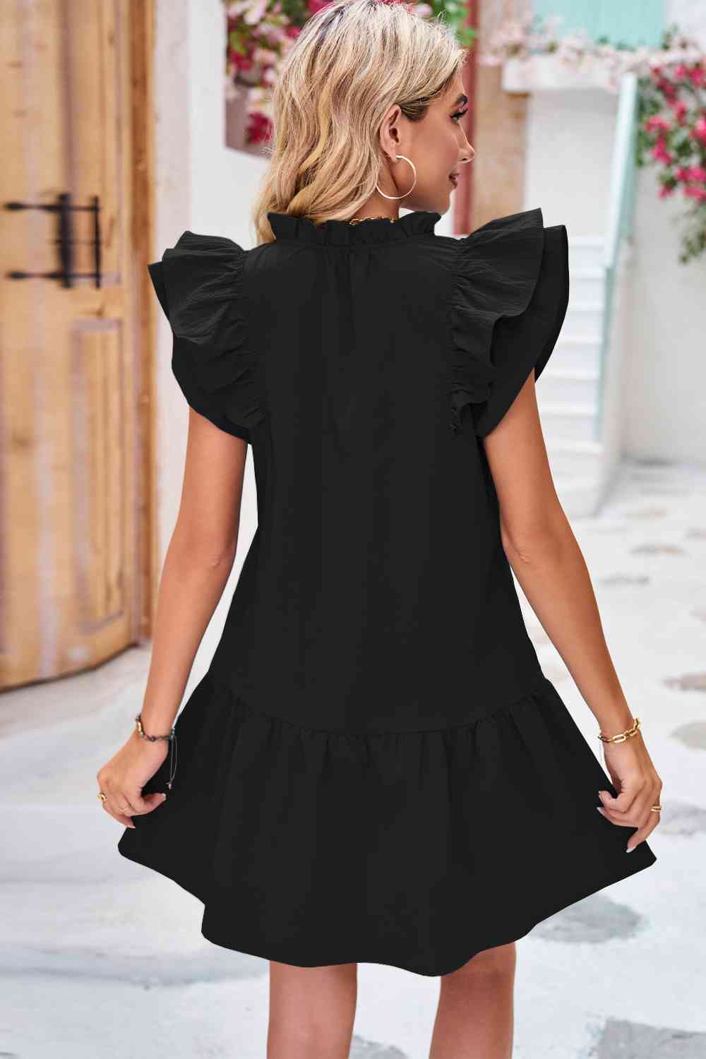 Tie Neck Ruffle Hem Dress - All Dresses - Dresses - 12 - 2024