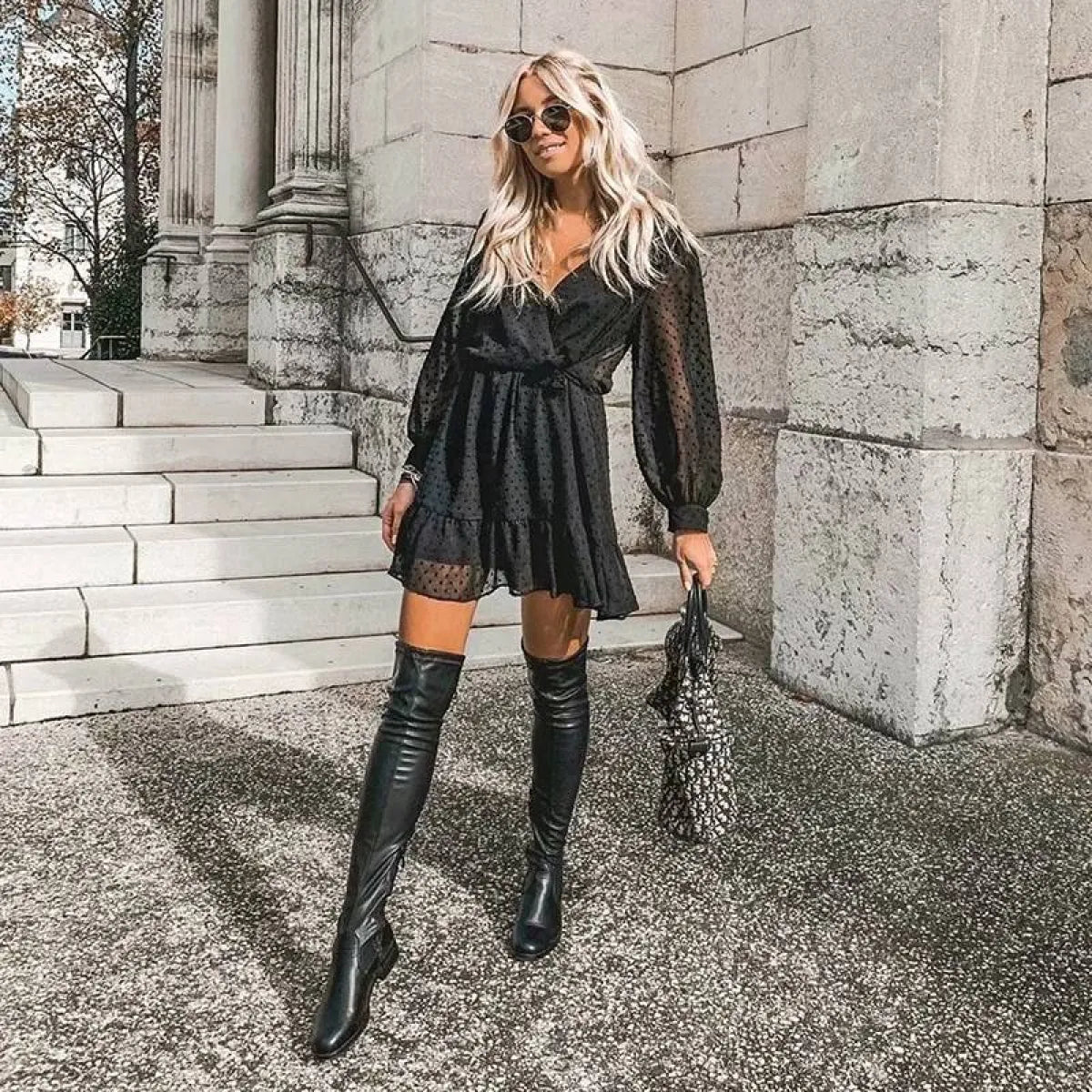 Korean Ruffle Mini Dress - All Dresses - 20