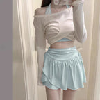 Ruffle Mini Skirt Bikini Set – Korean Sweet 3-Piece Swimsuit - Bottoms - Long - Swimwear - 1