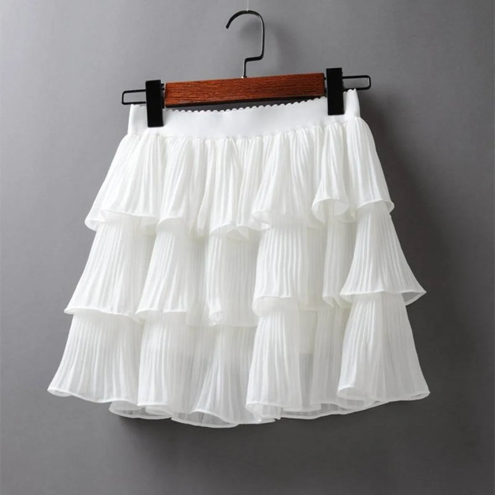 Boho Ruffle Mini Skirt With Elastic Waist - Bottoms - 1