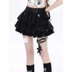 Gothic High-Waist Ruffle Mini Skirt – Y2K Harajuku E-Girl - Bottoms - Short - Other - Skirts - 2
