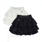 Gothic High-Waist Ruffle Mini Skirt – Y2K Harajuku E-Girl - Bottoms - Short - Other - Skirts - 1