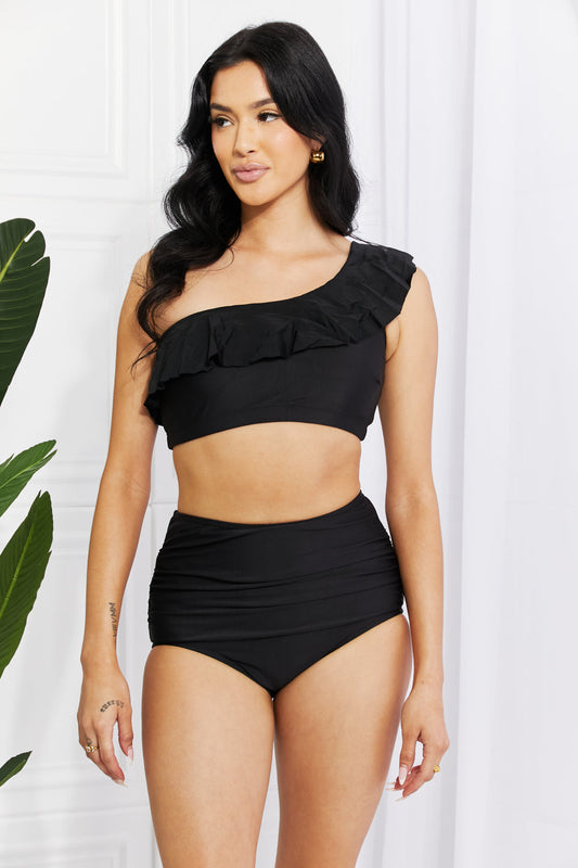 Seaside Romance Ruffle One-Shoulder Bikini in Black - Black / S - Women’s Clothing & Accessories - Swimwear - 1 - 2024