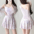 Ruffle Swimsuit Set – Kawaii Mesh Cover-Up Bikini Duo - Swimsuits - Spaghetti strap - Swimwear - 1