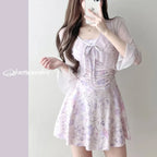 Ruffle Swimsuit Set – Kawaii Mesh Cover-Up Bikini Duo - Swimsuits - Spaghetti strap - Swimwear - 2