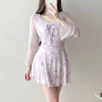 Ruffle Swimsuit Set – Kawaii Mesh Cover-Up Bikini Duo - Swimsuits - Spaghetti strap - Swimwear - 4