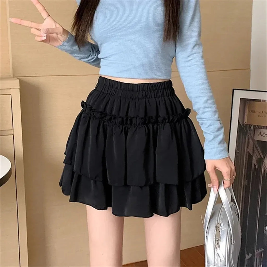 Ruffle Tiered Skirt – Kawaii Y2K Harajuku High Waist Mini Skirt - Bottoms - Skirts - 5