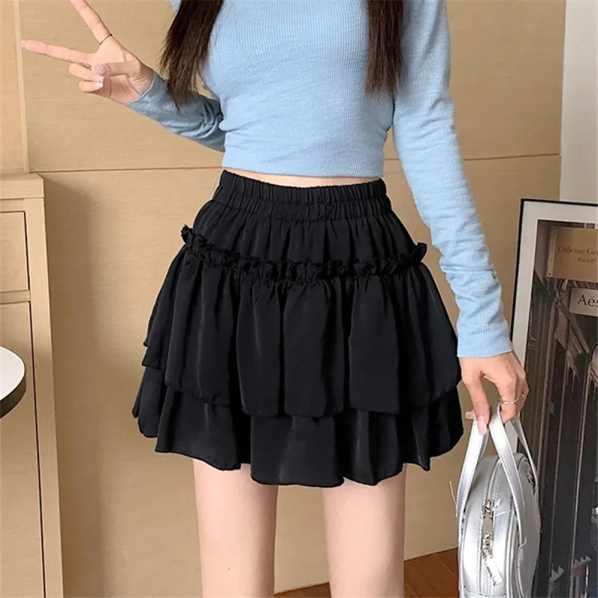 Ruffle Tiered Skirt – Kawaii Y2K Harajuku High Waist Mini Skirt - Bottoms - Skirts - 5